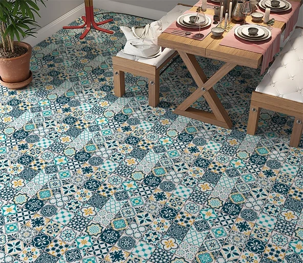 Stickerart Yer Kaplama Zemin Kaplama Folyosu 65X130 Cm Spanish Tile Color ürün görseli 1
