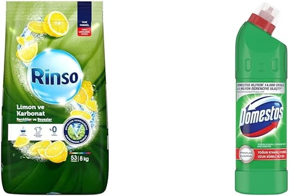 Rinso Toz Çamaşır Deterjanı Limon Karbonat Renkliler Beyazlar İçin 8 Kg(1) Yoğun Kıvamlı Çamaşır Suyu Maksimum Hijyen Dağ Esintisi, 750 Ml(2) ürün görseli 1