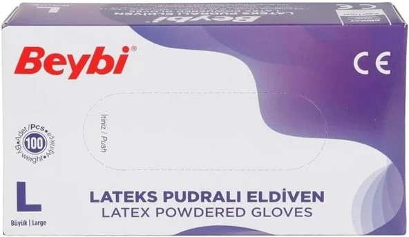 Beybi Lateks Pudralı Eldiven Large 100'Lü ürün görseli 1