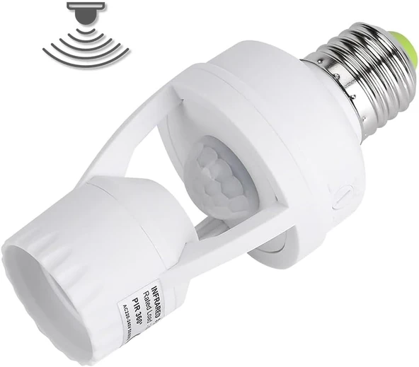 Parcbeny 24272 360° Pir Hareket Sensörlü E27 Lamba Duy Uyumlu Adaptörü Zaman Ayarlı Ac 100V-240V 60W ürün görseli 1