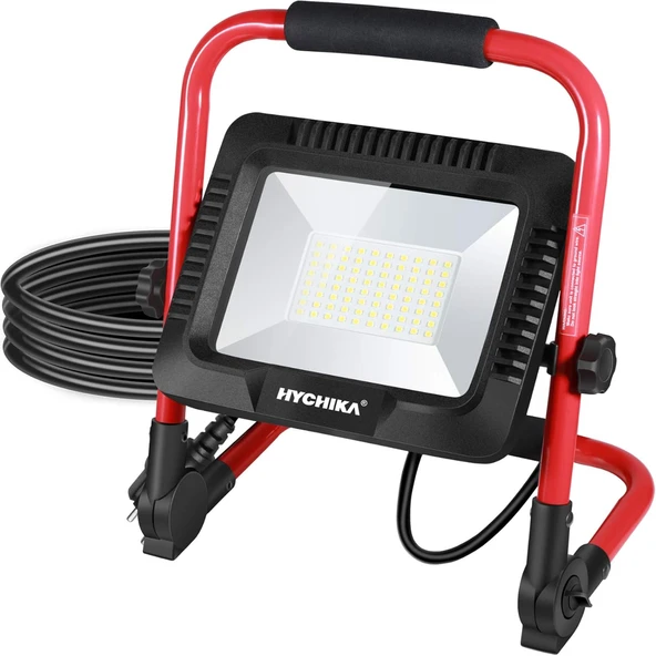 Led Şantiye Projektörü, 50 W, Hychika Led Projektör, 5500 Lm, 6500 K, Su Geçirmez Ip65 Çalışma Lambası, Döndürülebilir, 3 M Fişli Kablo, Atölye, Şantiye Için ürün görseli 1