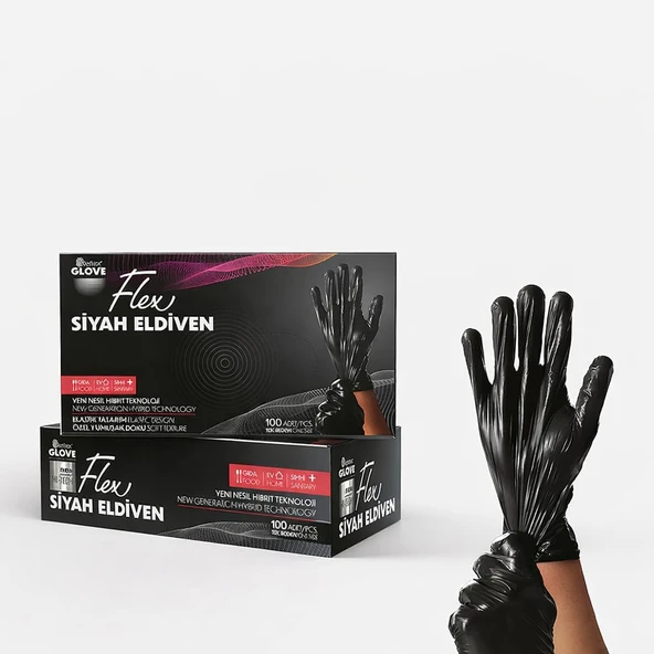 Flex Hi-Tech Tpe Tek Kullanımlık Eldiven 100’Lü – Lateks İçermez, Pudrasız, Gıdaya Uygun, Elastik Dayanıklı ürün görseli 1