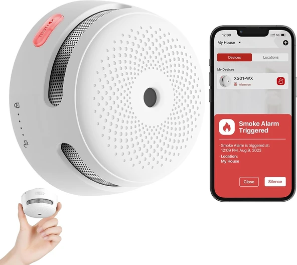 X-Sense Değiştirilebilir Pilli Akıllı Duman Dedektörü Yangın Alarmı, Wi-Fi Duman Dedektörü, Gerçek Zamanlı Uygulama Bildirimleri, Xs01-Wx, 1'Li Paket ürün görseli 1