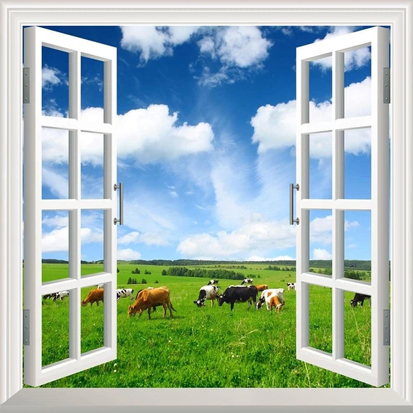 Pencere Poster Duvar Kağıdı Doğa Hayvanlar Yapışkanlı Sticker ürün görseli 1