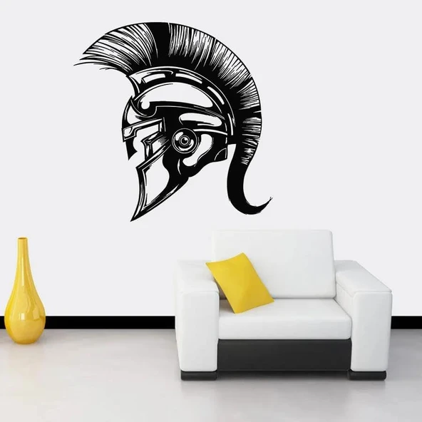 Vinil Duvar Çıkartması Spartalı Kask Savaşçı Antik Yunan Çıkartması Kask Duvar Çıkartması Ev Oturma Odası Yatak Odası Duvar Dekorasyon Çıkartması 57 X 57 Cm, Siyah ürün görseli 1