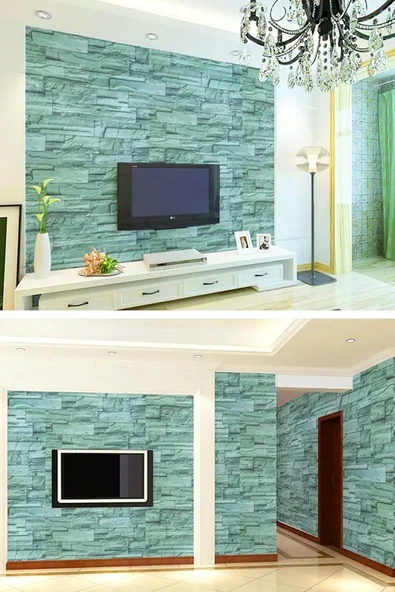 Mobee Tuğla Taş Desenli Kendinden Yapışkanlı 3D Duvar Raf Kapı Kaplama Kağıdı 3 Metre ürün görseli 1