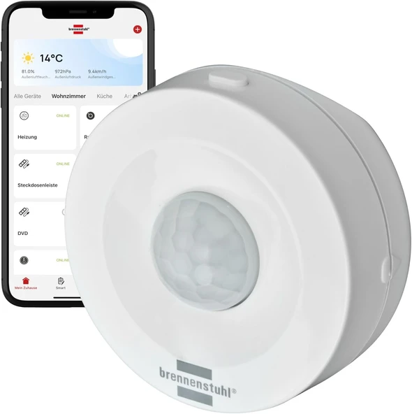 Brennenstuhl Connect Zigbee Serisi 2,4 Ghz Wifi Destekli 10 Metre Sensör Algılama Özellikli Güvenlik Hareket Dedektörü ürün görseli 1