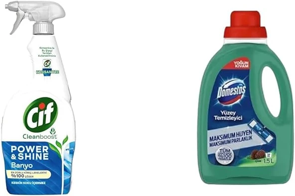 Power Shine Cleanboost Sprey Temizleyici Banyo İçin Temizleyici Kireç Çözücü 750 Ml(4) Yüzey Temizleyici Yoğun Kıvam Çam 1500 Ml(1) ürün görseli 1