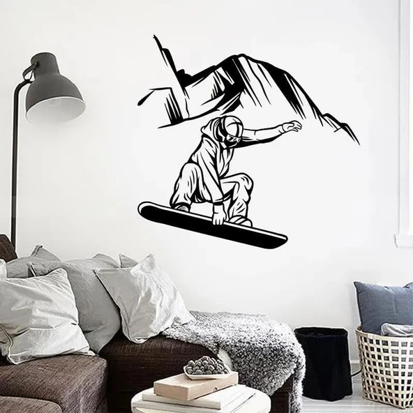 Kayak Sporları Duvar Çıkartması Ekstrem Sporlar Duvar Çıkartması Kış Sporları Kayak Oyunu Ev Oturma Odası Yatak Odası Duvar Dekorasyon 59X57Cm ürün görseli 1