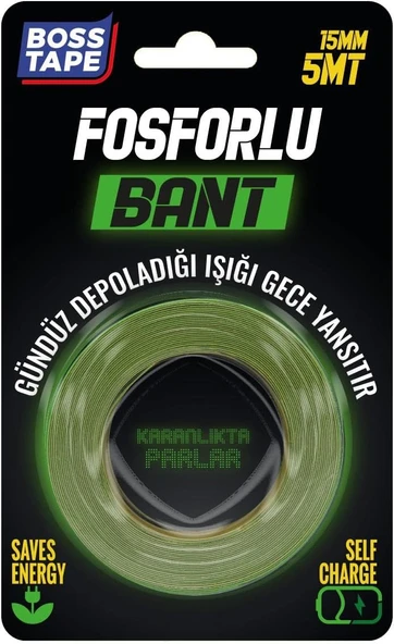 Tape Fosforlu Bant, 15Mm X 5Mt Boyut, Yesil ürün görseli 1