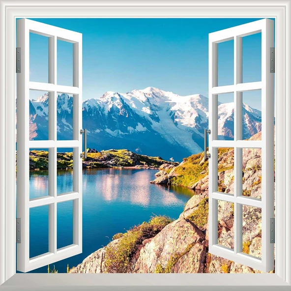 Pencere Poster Duvar Kağıdı Monte Bianco Yapışkanlı Sticker ürün görseli 1