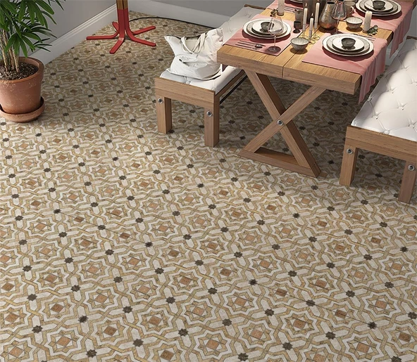 Stickerart Yer Kaplama Zemin Kaplama Folyosu 65X130 Cm Marble Floor Tile ürün görseli 1