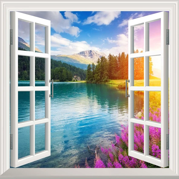 Pencere Poster Duvar Kağıdı Champfer Yapışkanlı Sticker ürün görseli 1