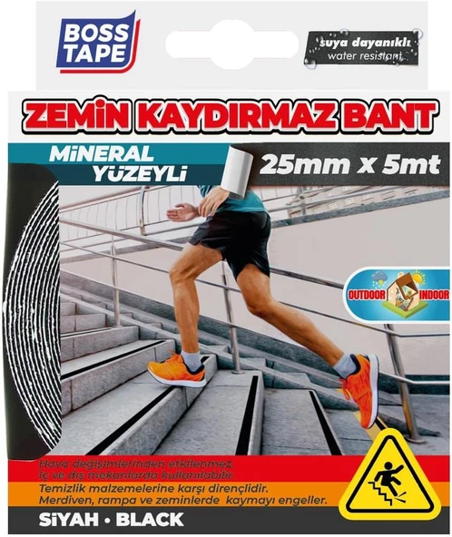 Kaymaz Yüzey Merdiven Kaydirmaz Bant, 25 Mm X 5 M, Siyah ürün görseli 1