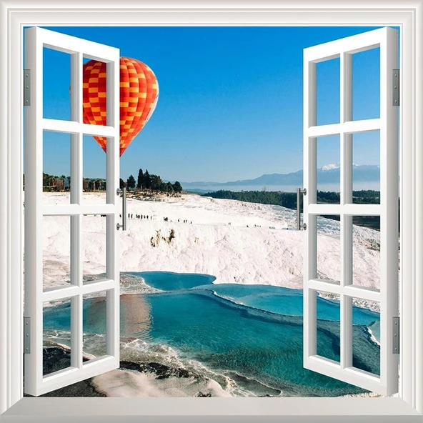 Pencere Poster Duvar Kağıdı Pamukkale Yapışkanlı Sticker ürün görseli 1