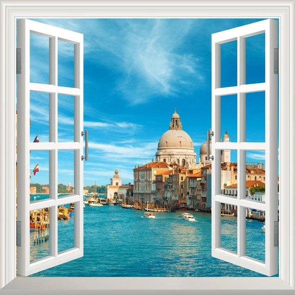 Pencere Poster Duvar Kağıdı Venedik Yapışkanlı Sticker ürün görseli 1