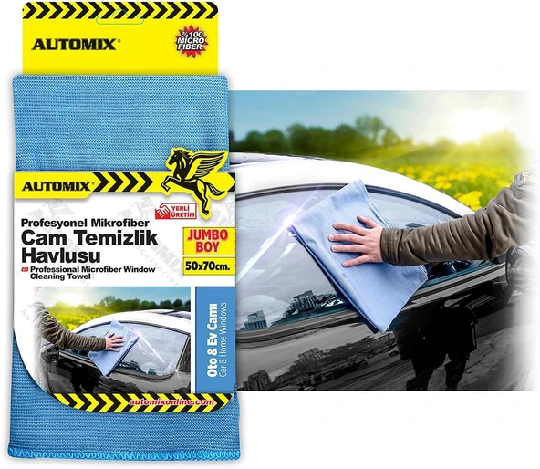 Automix Cam Temizlik Bezi 50X50 Cm | Çiziksiz Yüksek Emici Oto Bezi | Pratik Temizlik ürün görseli 1
