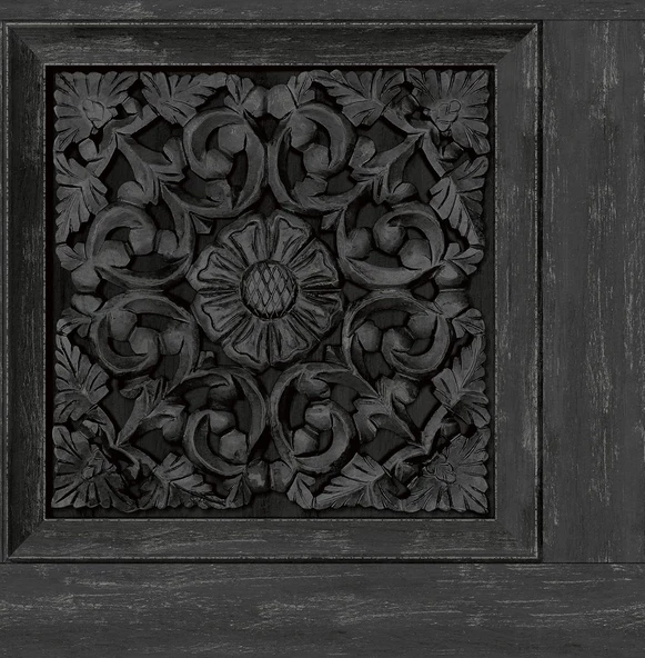 Inhome Carved Floral Siyah Peel And Stick Duvar Kağıdı, Nhs6178 ürün görseli 1