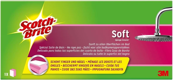 Scotch-Brite Sons1 Temizleme Süngeri Yumuşak, Pembe/Beyaz, 1 Adet ürün görseli 1