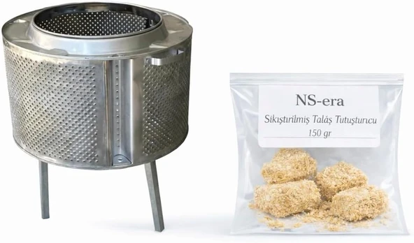 Katlanır Ayaklı Ateş Çukuru + 150 Gr Sıkıştırılmış Talaş Tutuşturucu - Taşınabilir Pratik Kamp Bahçe Şömine ürün görseli 1