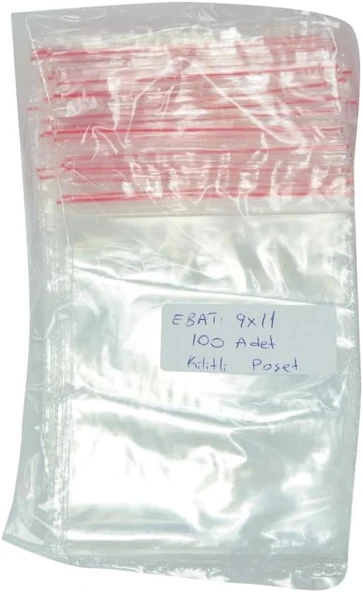 Kilitli Naylon Torba Poşet 9X11 Cm Şeffaf 100 Adet 1 Paket ürün görseli 1