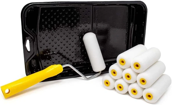 Foampro 4 "İnce Kaplama Boya Rulosu Kiti | 1 Plastik Boya Tepsisi, 1 Silindir Sapı, 10 Köpük Rulo | Mini Köpük Rulo Kiti W/Rulo Pan | Ev Boyama Malzemeleri Boya Araçları, Çok Renkli, 164 (164Kit) ürün görseli 1