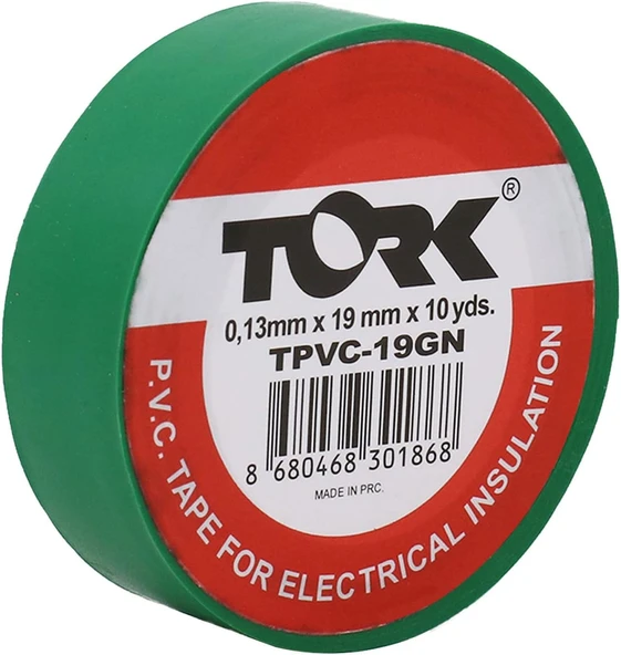 Tork Elektrikçi Bandı Yeşil İzole Elektirik Bant Bandı Pvc 9 Metre ürün görseli 1