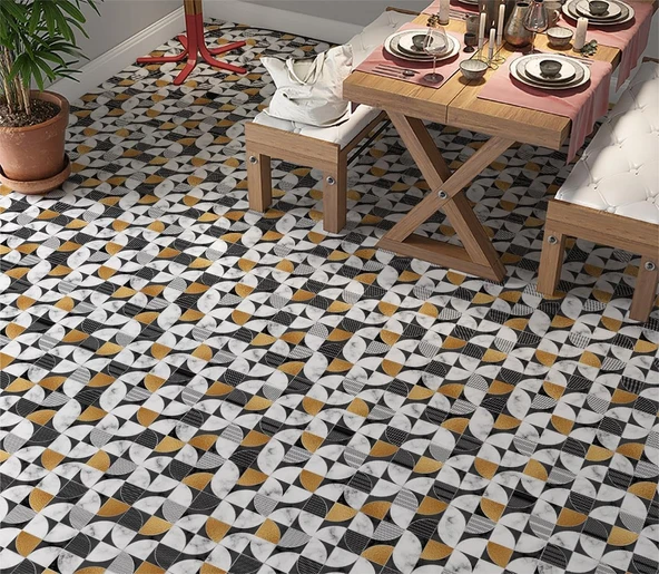 Stickerart Yer Kaplama Zemin Kaplama Folyosu 65X130 Cm Geometry Floor ürün görseli 1