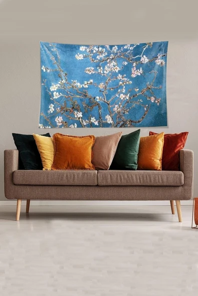 Pelangi Almond Blossom Tutmaz Kadife Kumaş Duvar Örtüsü Duvar Halısı Tapestry Ywll376, 140 X 230 ürün görseli 1