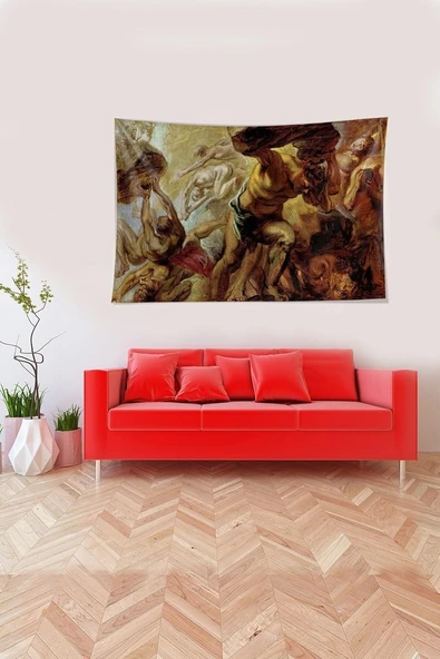 Pelangi Çok Renkli Yük Taşıyan Adam Desenli Tutmaz Kadife Kumaş Duvar Örtüsü Duvar Halısı Tapestry Ywll448, 140 X 140 ürün görseli 1