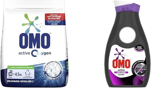 Oxygen Toz Çamaşır Deterjanı Beyazlar Için, 4.5 Kg(1) Sıvı Çamaşır Deterjanı Siyahlar İçin Siyahlarınızı Koruyarak Zorlu Lekeleri İlk Yıkamada Çıkarır 910 Ml 14 Yıkama(2) ürün görseli 1