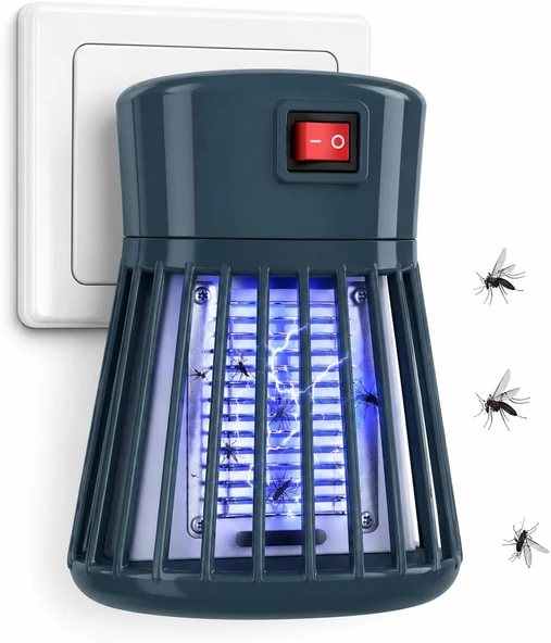 Coverzone Priz Tipi Elektrikli Sinek Öldürücü Lamba, 1W Güç, Ac 100-240V Giriş, 600-800V Çıkış Voltajı, İç Mekan Kullanımı İçin Elektrikli Böcek Lambası | Ltx-01 (Haki Yeşil) ürün görseli 1