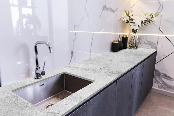 Stickerart Tezgah Üstü Fayans Kaplama Folyosu Mutfak Tezgahı Kaplama Marble Grey 70 Cm X 1 Metre ürün görseli 1
