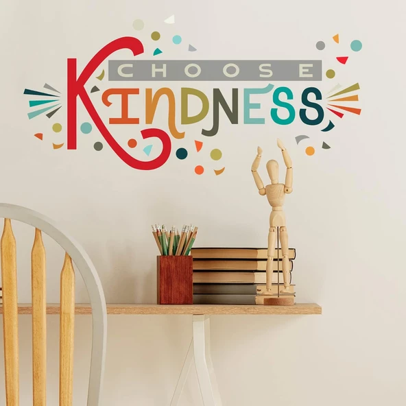 Roommates Rmk5329Gm Rainbow Choose Kindness Giant Peel And Stick Duvar Çıkartmaları, Kırmızı, Turuncu, Camgöbeği ürün görseli 1