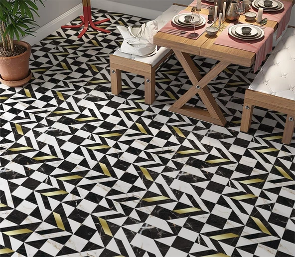 Stickerart Yer Kaplama Zemin Kaplama Folyosu 65X130 Cm Geometry Marble ürün görseli 1