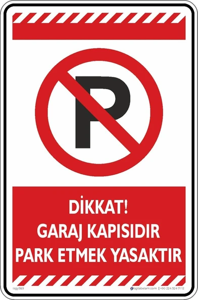 Dikkat Garaj Kapısıdır Park Etmek Yasaktır/Fosforlu Etiket (Kırmızı, 35X50 Cm) ürün görseli 1