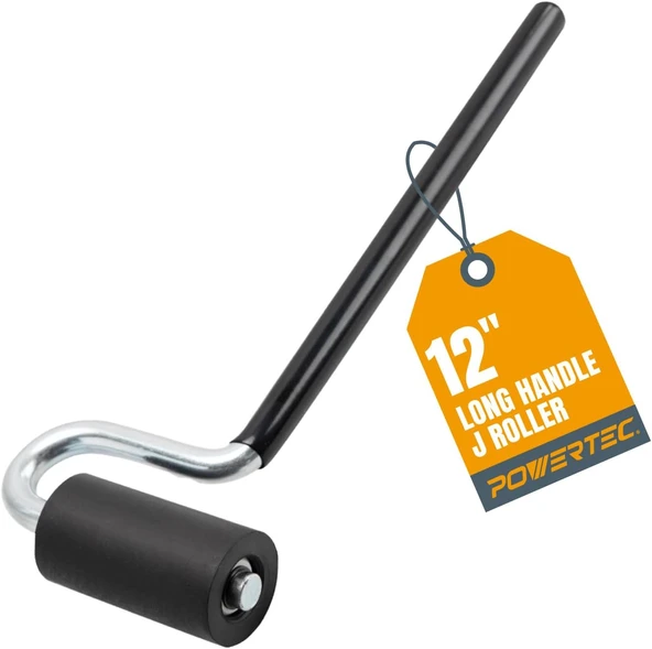 Powertec 71010 J-Roller Uzun Saplı Kauçuk Rulo, 3,8 Cm X 7,6 Cm – Profesyonel Kaplama Kenar Bandı Zemin Laminasyon Aleti, Düz Sap ürün görseli 1