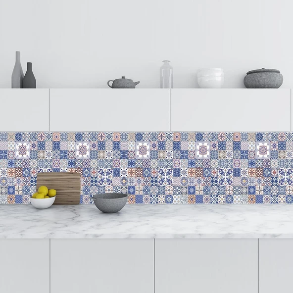 Mutfak Tezgah Arası Folyo Fayans Kaplama Folyosu İspanyol Seramik Desen 60X400 Cm ürün görseli 1