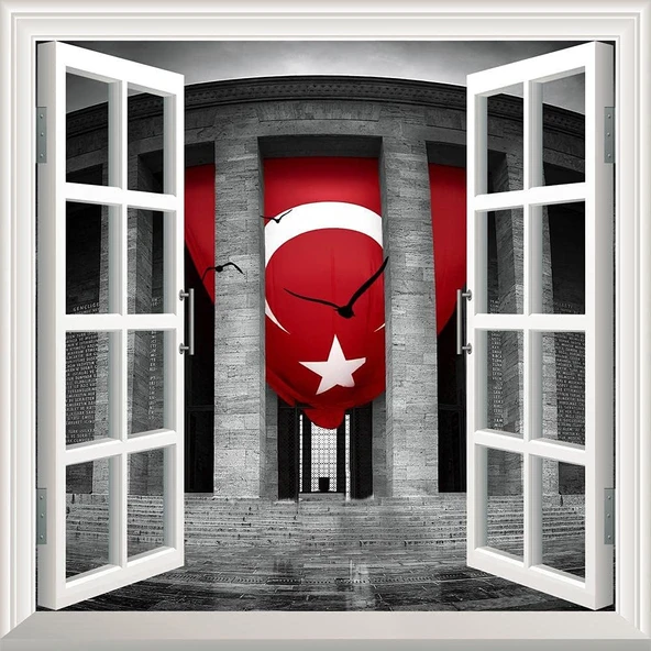 Pencere Poster Duvar Kağıdı Anıtkabir Türk Bayrağı Yapışkanlı Sticker ürün görseli 1