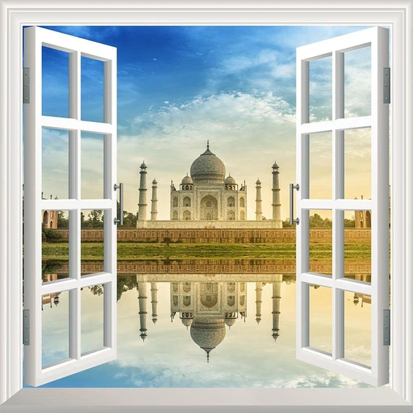 Pencere Poster Duvar Kağıdı Taç Mahal Yapışkanlı Sticker ürün görseli 1