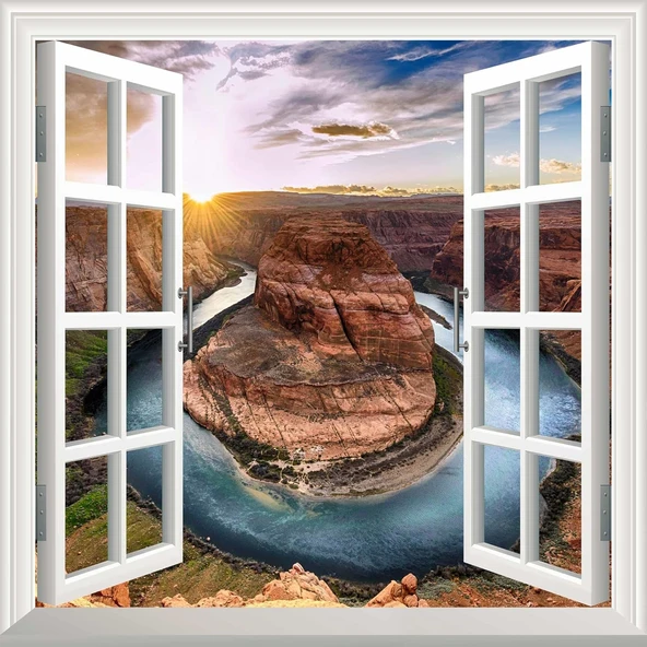 Pencere Poster Duvar Kağıdı Grand Kanyon Yapışkanlı Sticker ürün görseli 1