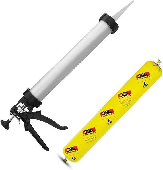 Sosis Pu Silikon Mastik Gri Renk 600 Ml Güçlü Yapıştırıcı Sızdırmaz Yalıtım Tabancalı Set ürün görseli 1