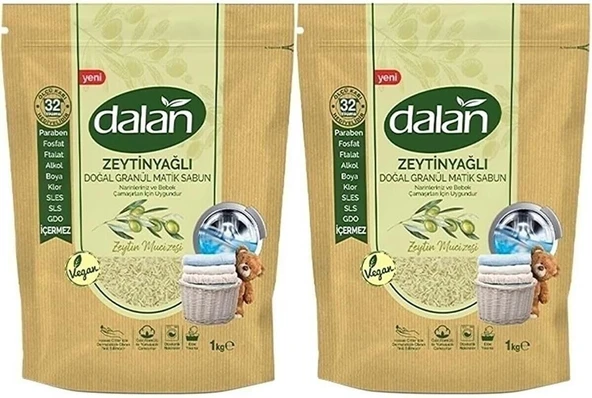 Dalan Granül Sabun Doğal Zeytinyağlı 1000 Gr X 2 Adet,1991116992360 ürün görseli 1