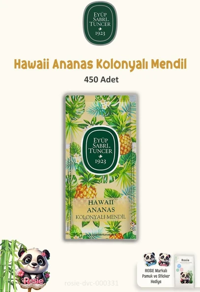3 Paket Hawaii Ananas Kolonyalı Mendil 150'Li Rosie ürün görseli 1