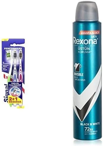 Signal Etkin Temizliği 2+1 Orta Fırçası Men Erkek Sprey Deodorant Invisible Black & White 72 Saat Kesintisiz Üstün Koruma 200 Ml ürün görseli 1