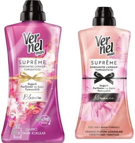 Vernel Supreme Blossom Yumuşatıcı 1,2L Vernel Konsantre Çamaşır Yumuşatıcısı 1200 Ml (50 Yıkama) Supreme Romance ürün görseli 1
