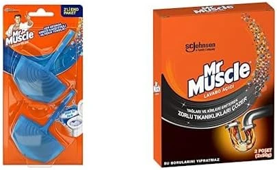 Mr Muscle Aqua 2'Li Klozet Bloğu (1 X 2 Adet) Mr Muscle Yağları Kirleri Eriten Lavabo Açıcı Granül (2 X 50 G) ürün görseli 1