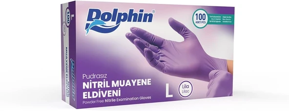 Dolphin Pudrasız Nitril Eldiven Lila L Beden 100 Adet ürün görseli 1