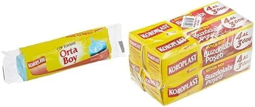Orta Boy Torbası 15 Adet Koroplast Büyük Boy 80'Li 4 Al 3 Öde Buzdolabı Poşeti (4 X 20) ürün görseli 1