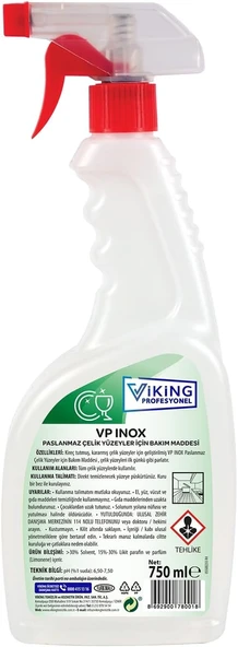 Viking Vp Inox Paslanmaz Çelik Yüzeyler İçin Bakım Maddesi 750 Ml ürün görseli 1